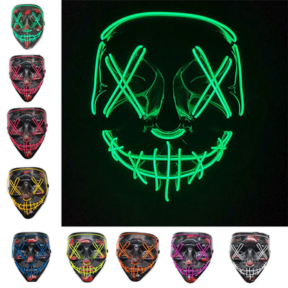 Light Up Mask LED Mask Scary Halloween Mask Glow Neon Festival Mask Costume Mask With Lighting Modes El Wire for Men Women Kids