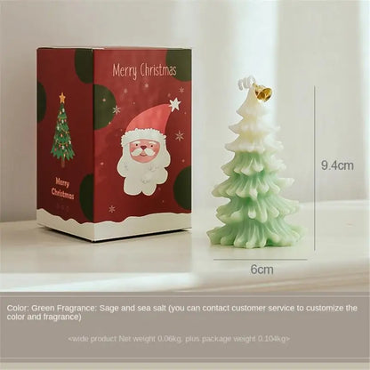 2025 Year Merry Christmas Candle Cute Xmas Tree Shaped Aromatherapy Scented Candle Desk Ornament for New Year Navidad Home Decor