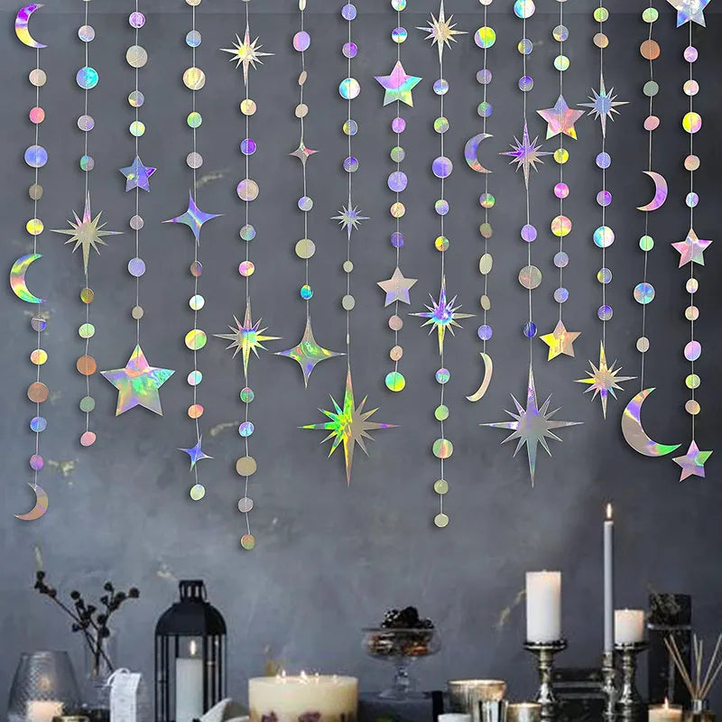 4M EID Ramadan Garland Moon Star Hanging Banner Streamer Party Backdrop for Birthday Baby Shower Islam Mubarak Party Decor 2024