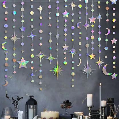 4M EID Ramadan Garland Moon Star Hanging Banner Streamer Party Backdrop for Birthday Baby Shower Islam Mubarak Party Decor 2024