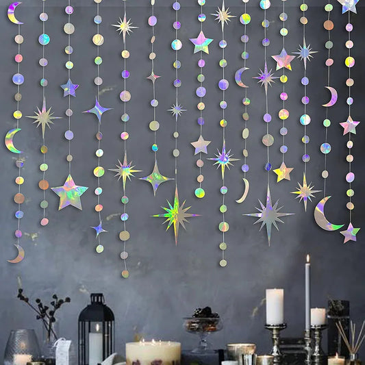 4M EID Ramadan Garland Moon Star Hanging Banner Streamer Party Backdrop for Birthday Baby Shower Islam Mubarak Party Decor 2024