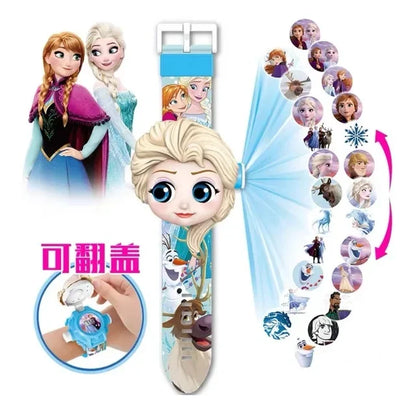 17 Style Disney Cartoon Children Watch 3D Projection Cartoon Superheroes Spider-Man Iron Man Digital Watches Children Watch Toy