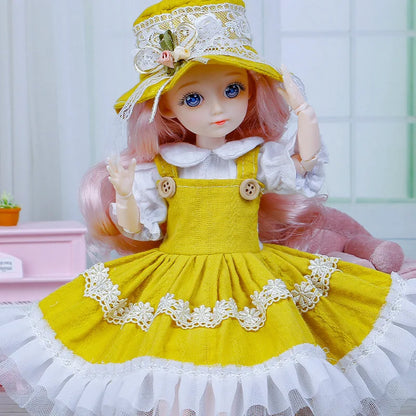 1/6 Anime Doll Full Set 23 Joint Movable With Skirt Hat Accessories Girls DIY Toys