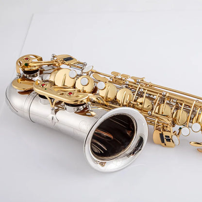 Brand NEW A-Wo37 Alto Saxophone Nickel Plated Gold Key Professional Sax Mouthpiece With Case and Accessories