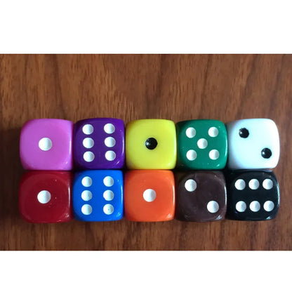 10pcs/Lot Dice Set 10 Colors  Solid Acrylic 6 Sided Dice  Club/Party/Family Games