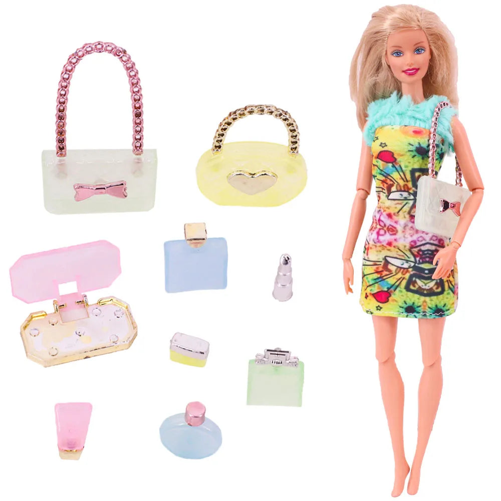 Doll Accessories Clothes Jewelry Luggage Suitcase Dollar Mini Plastic Toiletries Computer for 11.5 Inch Barbiees BJD Glasses Toy