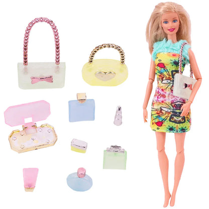 Doll Accessories Clothes Jewelry Luggage Suitcase Dollar Mini Plastic Toiletries Computer for 11.5 Inch Barbiees BJD Glasses Toy