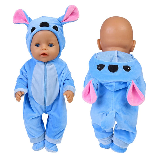 43 Cm Doll Outfits for 17Inch Dolls Baby Born Doll Cute Jumpers Rompers Suit+Shoes Warm Clothes on a Doll Baby Christmas Gift