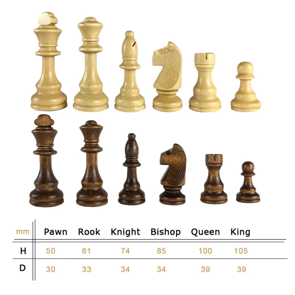 32 Pieces Wooden Chess King Height 54/65/80/92/105mm Chess Game Set Chessmen Competitions Chess Set Kid Chess IA14