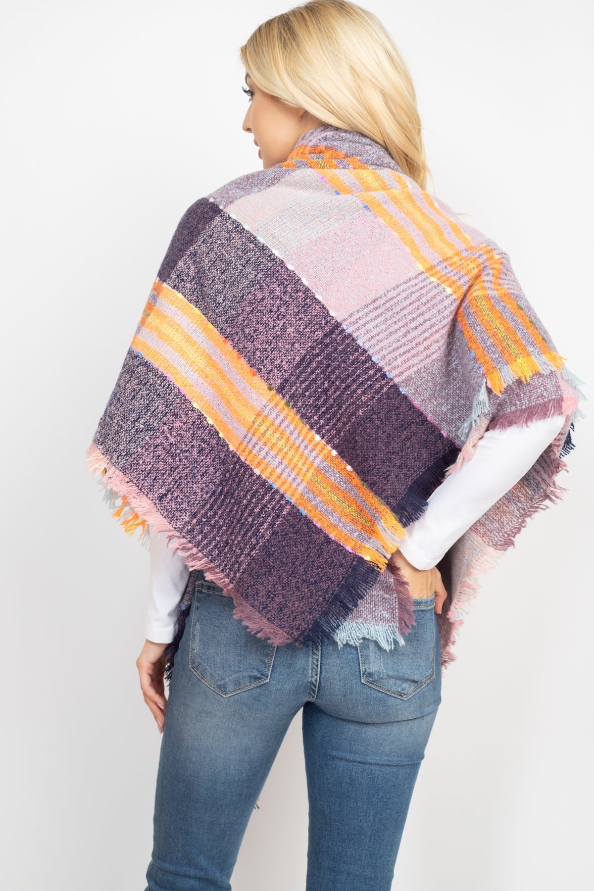 Multi Color Blanket Fringed Scarf