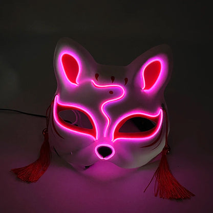 Halloween 10 Colors LED  Neon El Wire  Mask Cosplay  Luminous Fox Mask Dance Party  Dress Accessories