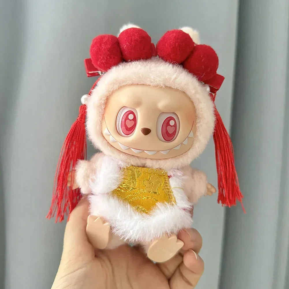 Labubu V1/V2 Doll Accessories Lion Dance Chinese Style New Year Outfit Clothes Set for 17cm Ropa Labubu