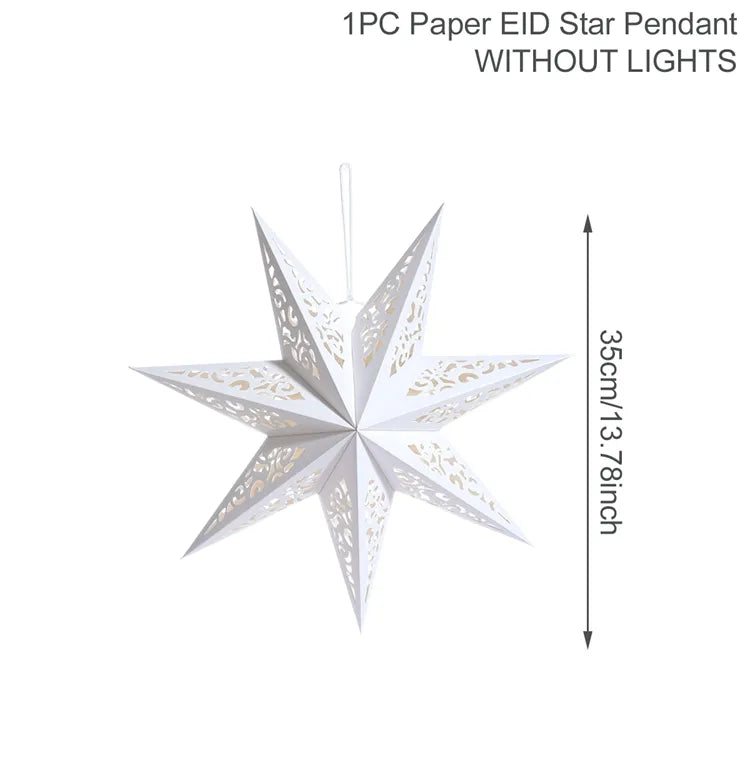 Eid Mubarak Hollow Out Star Hanging Pendant Christmas Ramadan Decor for Home Islam Muslim Party Mubarak Eid Al Adha Kareem
