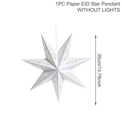 Eid Mubarak Hollow Out Star Hanging Pendant Christmas Ramadan Decor for Home Islam Muslim Party Mubarak Eid Al Adha Kareem
