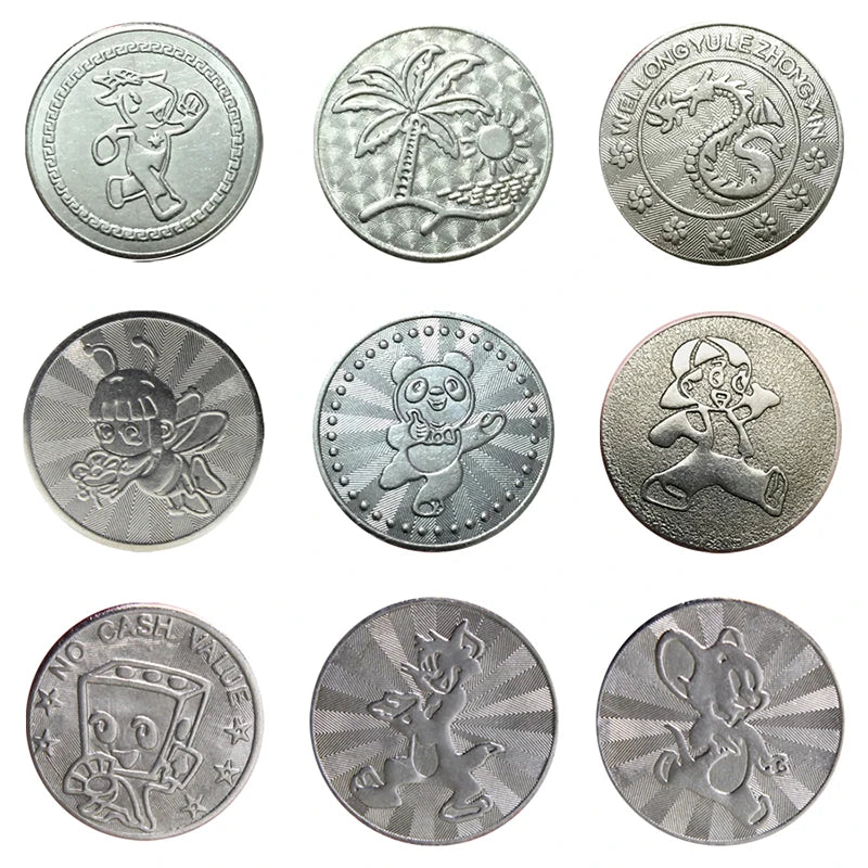 100pcs Arcade Game Coin Token Stainless Steel Coin Tokens Custom Tokens for Arcade MAME JAMMA Amusement Cabinet Vending Machines