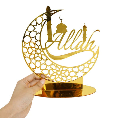 Hollow Out Ramadan Moon Acrylic Table Ornament Eid Mubarak DIY Decoration for Home Kareem Eid Gift Islamic Muslim Party Supplies