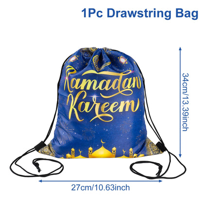 Non-Woven Bag Ramadan Gifts Drawstring School Backpack Cartoon Wild Forest Eid Mubarak Ramadan Kareem Party 2024 Packing Bags