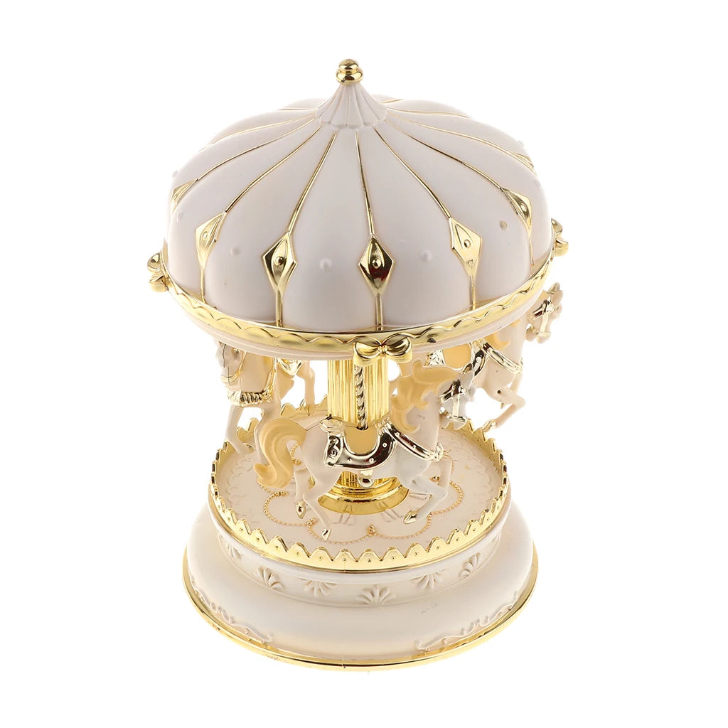 New Carousel Horse Music Box Resin Merry-Go-Round Musicical Box Home Desktop Decoration Kids Christmas Birthday Gift