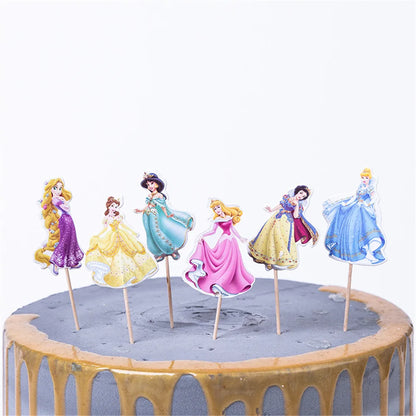 Frozen Anna Elsa Princess Theme Cupcake Picks Animal Cake Toppers Cartoon Cupcake Inserts Card Party Gift for Kid Birthday Decor