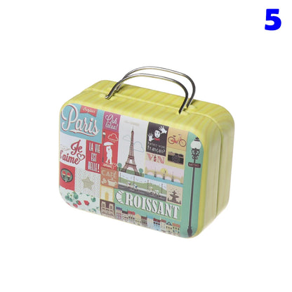 Metal Mini Suitcase Miniature Trunk Cartoon Pattern Box Dollhouse Decoration Jewellery Box Doll Handbag Doll Accessories