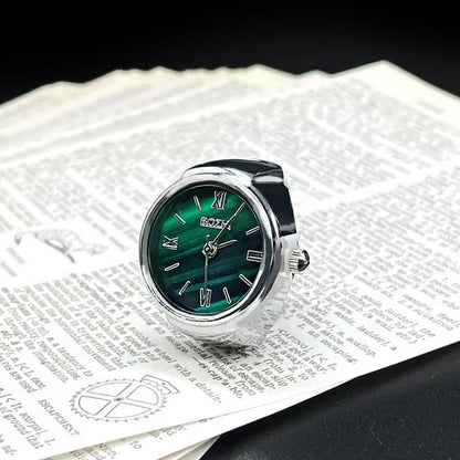 Steel Fun Vintage Punk Quartz Finger Pocket Watch Ring for Women Men Goth Clock Rings Digital Watch Elastic Stretchy Rings Gifts