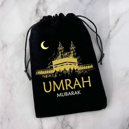 5pcs Umrah Mubarak Black Gift Bags Muslim Islamic Ramadan Kareem Eid Decoration Hajj Congratulation Keepsake Celebration Present