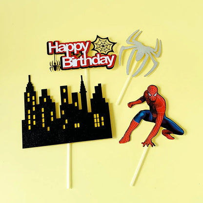 1set the Avengers Birthday Party Cake Topper Super Hero Spiderman Hulk Iron Man Cake Decoration for Kids Birthday Party Supplies