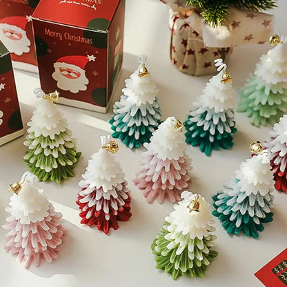 2025 Year Merry Christmas Candle Cute Xmas Tree Shaped Aromatherapy Scented Candle Desk Ornament for New Year Navidad Home Decor