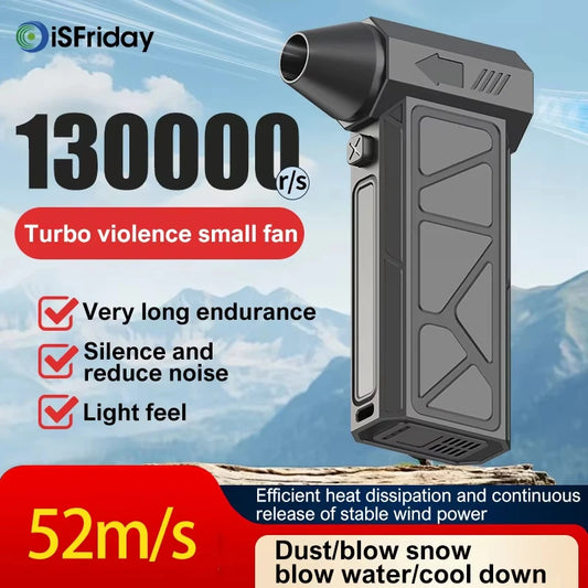 13000RPM Mini Turbo Jet Fan With 8000mAh Battery 4-Speed Settings Wind Speed 52m/S Electric Blower Snow Removal Air Dryer