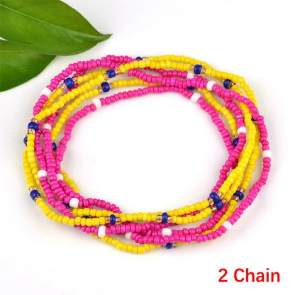 2022 Bohemia Double Layer Beads Belt Body Chain Women Summer Sexy Bikini Beach Waist Chain Charms Vintage Dress Waistband Belts