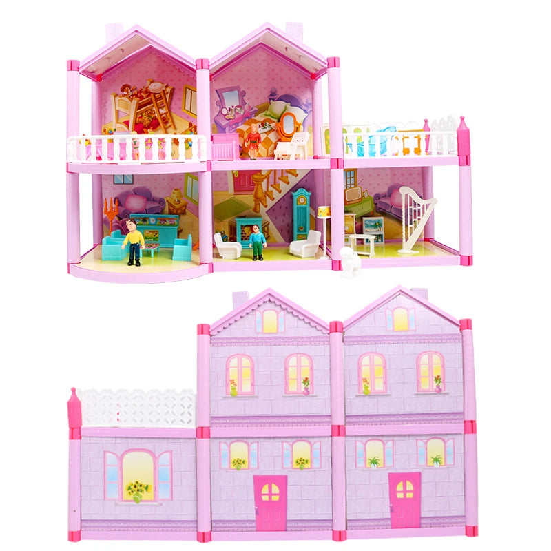 New DIY Family Doll House Dolls Accessories Toy With Miniature Furniture Garage DIY Doll House Casa Toys for Girls Birthday Gift