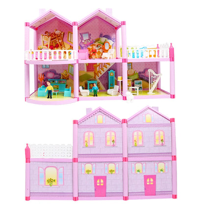 New DIY Family Doll House Dolls Accessories Toy With Miniature Furniture Garage DIY Doll House Casa Toys for Girls Birthday Gift