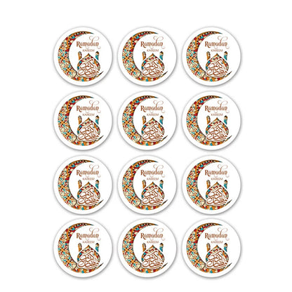 60Pcs Ramadan Kareem Eid Al-Fitr Decorative Stickers Blessed Eid Mubarak Muslim Religion Festival Decor Food Gift Bag Sealing