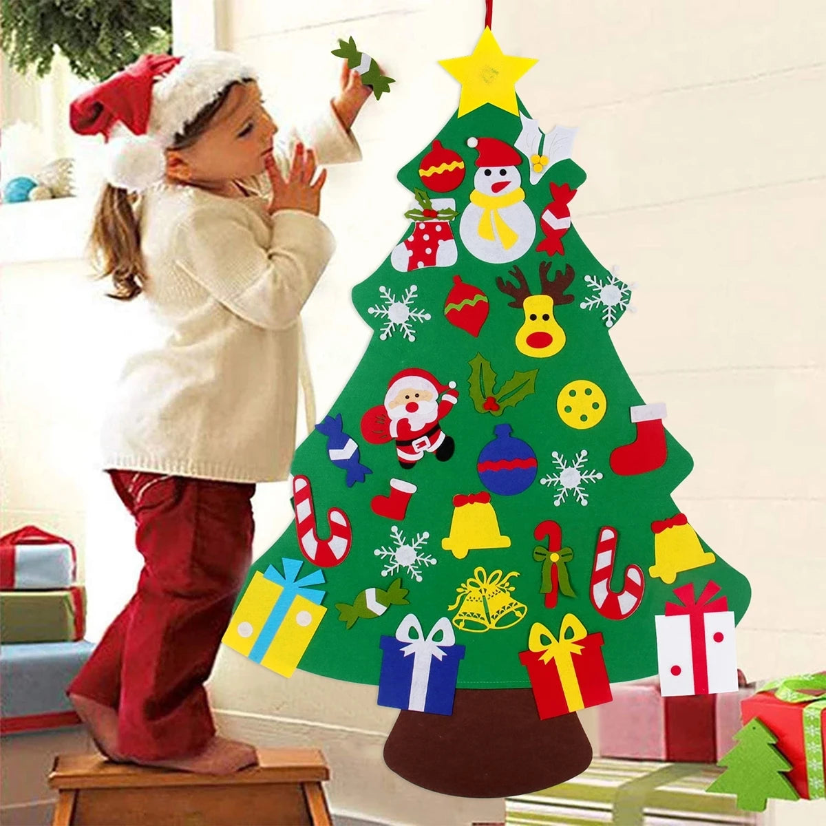 Kids DIY Felt Christmas Tree Merry Christmas Decorations for Home 2023 Christmas Ornaments Navidad 2024 New Year Gifts Xmas Tree