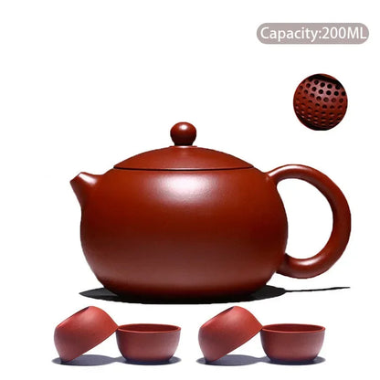 High-End Yixing Purple Clay Teapot Famous Handmade Ball Hole Filter Xishi Tea Pot Raw Ore Dahongpao Kettle Zisha Tea Set Gifts