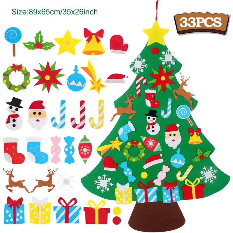 Kids DIY Felt Christmas Tree Merry Christmas Decorations for Home 2023 Christmas Ornaments Navidad 2024 New Year Gifts Xmas Tree