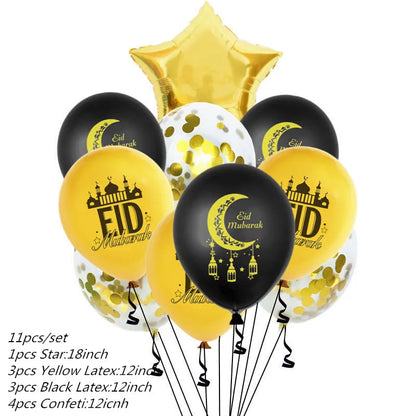 2022 Eid Mubarak Disposable Tablecloth Table Runner Banner Balloons Islamic Muslim Party Decor Ramadan Kareem Eid Al Adha Gift