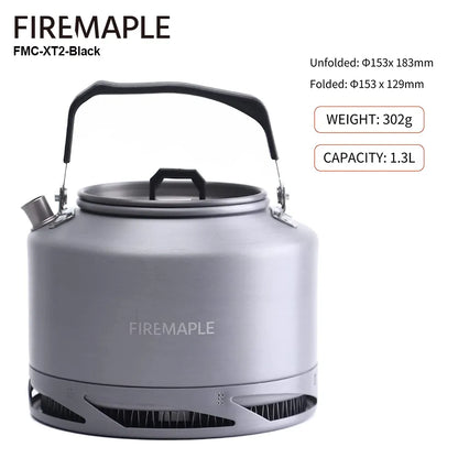 Fire Maple Hiking Teapot Outdoor Camping Cookware Heat Exchanger Pinic Kettle Tea Coffee Pot 0.8l/1.3l With Filter FMC-XT2