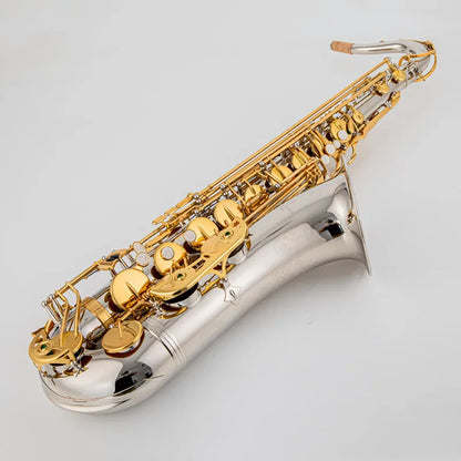 New Professional Musical Instruments T-Wo37 Tenor Saxophone Bb Tone Nickel Plated Tube Gold Key Sax With Case Mouthpiece Gloves