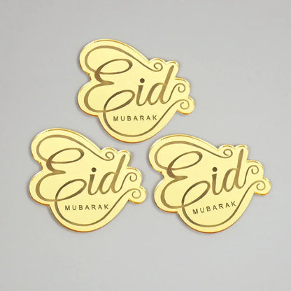 5/10pcs Eid Mubarak Acrylic Cupcake Topper Gold Ramadan Kareem Cake Topper Islamic Muslim Festival Party Cake DIY Decorations