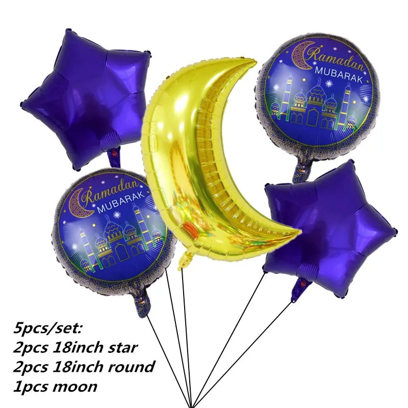 2022 Eid Mubarak Disposable Tablecloth Table Runner Banner Balloons Islamic Muslim Party Decor Ramadan Kareem Eid Al Adha Gift