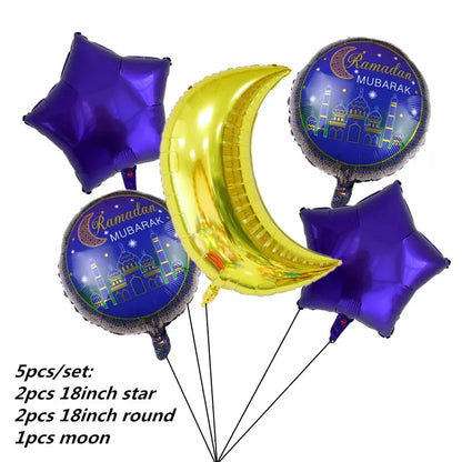 2022 Eid Mubarak Disposable Tablecloth Table Runner Banner Balloons Islamic Muslim Party Decor Ramadan Kareem Eid Al Adha Gift