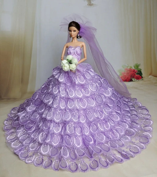 Princess for Barbie Doll Clothes Set  Wedding Dress Six Points Dream Wedding Clothes Snow White Free Shipping