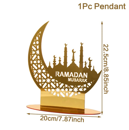Ramadan Tray Table Centerpieces Plate Acrylic Ramadans Eid Mubarak Decorations for Home 2024 Islam Muslim Festival Party Gifts
