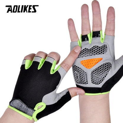 AOLIKES Cycling Gloves MTB Road Riding Gloves Anti-Slip Camping Hiking Gloves Gym Fitness Sports Bike Bicycle Glove Half Finger