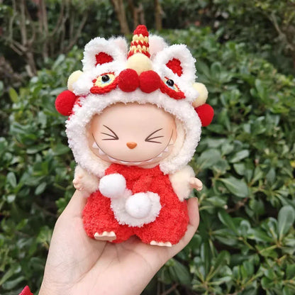Labubu V1/V2 Doll Accessories Lion Dance Chinese Style New Year Outfit Clothes Set for 17cm Ropa Labubu
