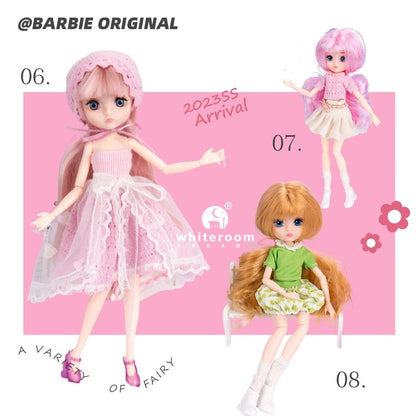 Slim 26cm Bjd Doll for Girl 13 Movable Joints Fashion Princess Clothes Suit Accessories Blue Eyes Decoration Eyelash Solid Doll