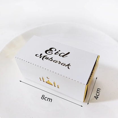 10Pcs Eid Mubarak Gift Box Ramadan Gift Packages Gold Hollow Eid Mubarak Candy Cake Box Eid Mubarak Decoration 2024 Muslim Party