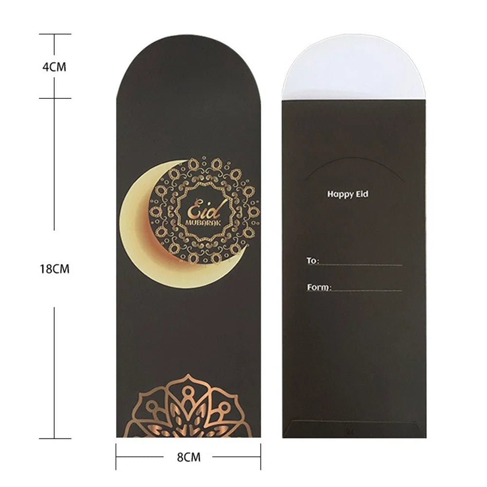 6Pcs/Set Eid Mubarak Cash Envelopes Money Cards Paper Bag 2024 Ramadan Mubarak Decoration Islamic Muslim Eid Al-Fitr Gift Favors