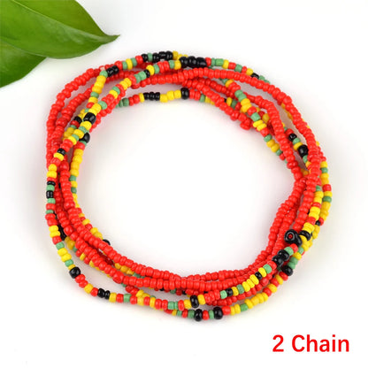 2022 Bohemia Double Layer Beads Belt Body Chain Women Summer Sexy Bikini Beach Waist Chain Charms Vintage Dress Waistband Belts
